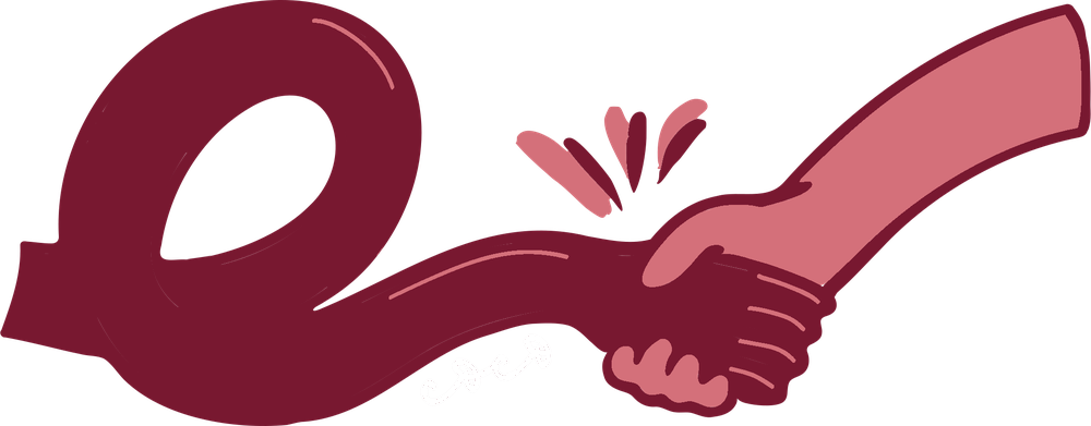 Two hands clasped together in support